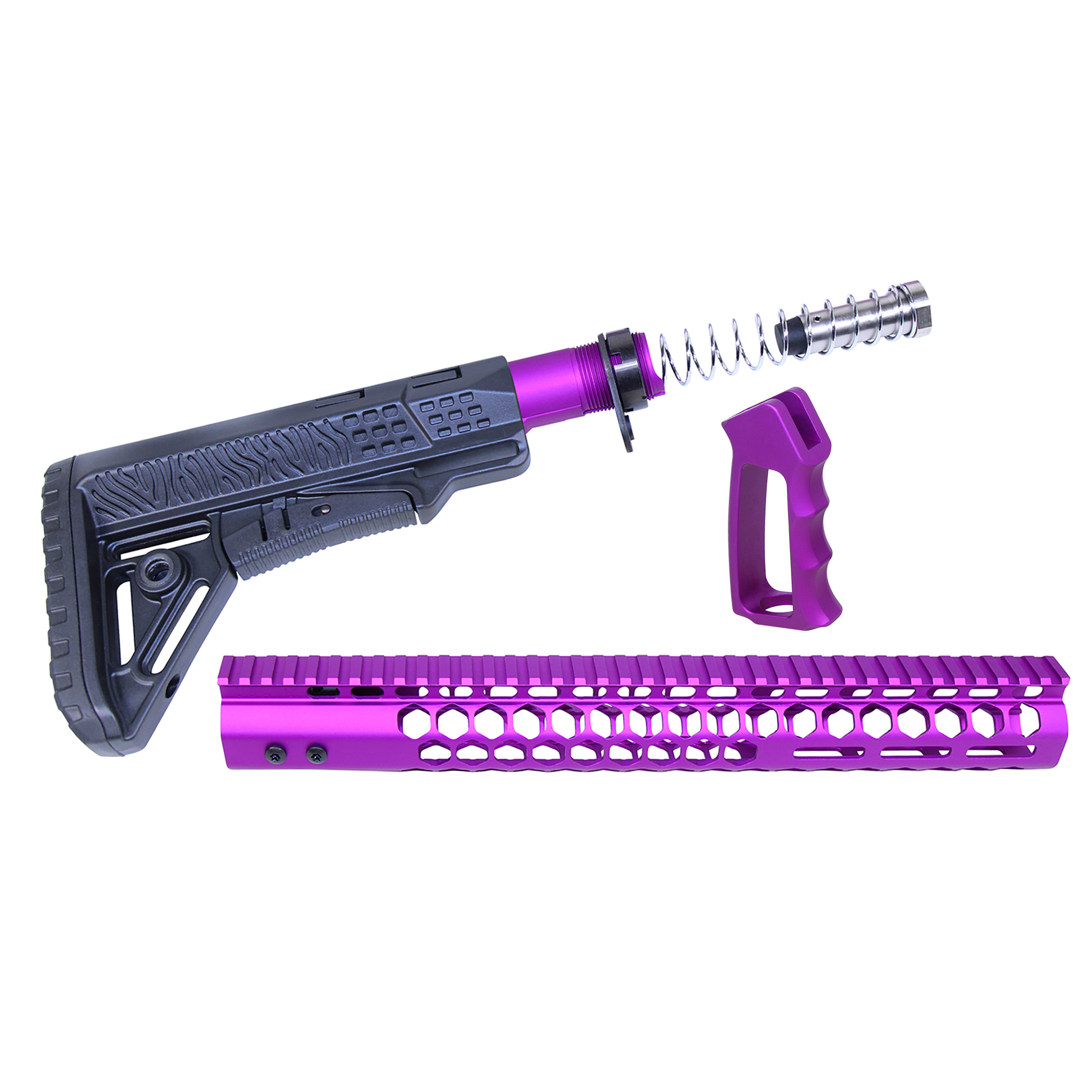 HC-SET-G2-308-PURPLE_Rev2026_TT AR .308 "Honeycomb" Series Complete Furniture Set (Gen 2) (Anodized Purple) - Image 1