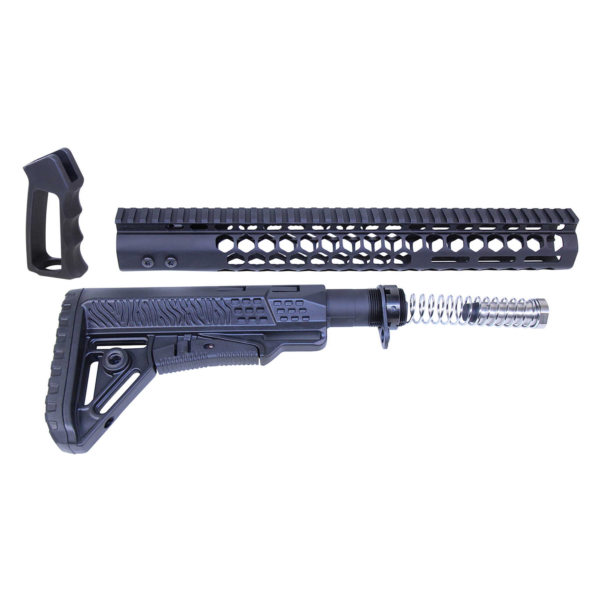 HC-SET-G2-308_Rev2026 AR .308 "Honeycomb" Series Complete Furniture Set (Gen 2) (Anodized Black) - Image 1