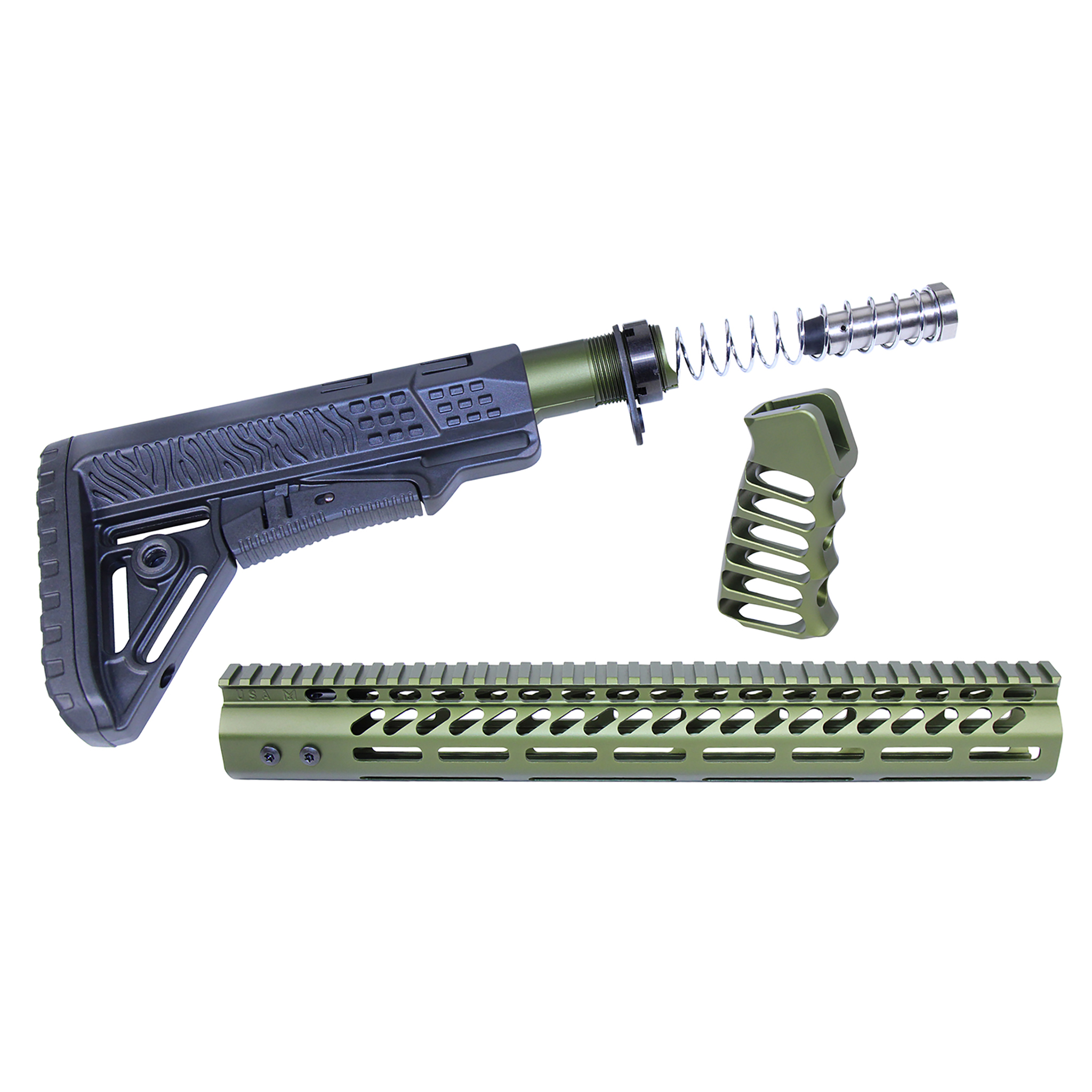 ULTRA-SET-308-GREEN_TT AR .308 Ultralight Series Complete Furniture Set (Anodized Green) - Image 1