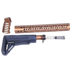 AR-10 Ultralight Bronze Furniture Set including handguard, stock, and grip.