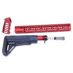 AR-10 Ultralight red furniture set with handguard, stock, and muzzle brake.