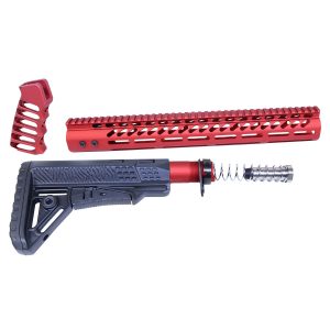 AR-10 Ultralight red furniture set with handguard, stock, and muzzle brake.