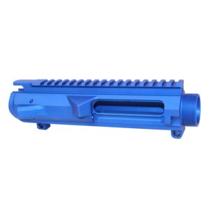 AR .308 Cal Stripped Billet Upper Receiver Gen 2 in Anodized Blue with Picatinny Rail.