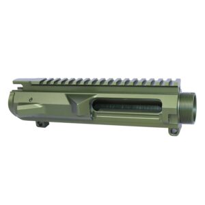 Stripped AR .308 billet upper receiver in anodized green with Picatinny rail.