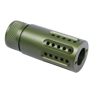 AR-15 micro slip over barrel shroud and muzzle brake in anodized green