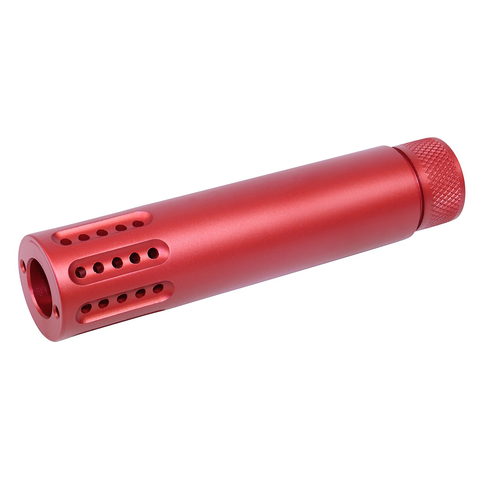 red-ar-308-muzzle-brake-shroud-combo AR .308 Cal Slip Over Barrel Shroud With Multi Port Muzzle Brake (Anodized Red) - Image 1