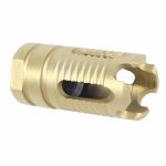 Compact gold-toned AR-15 A1 Micro Predator Flash Hider, tin coated.