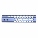Lightweight 9 grey M-LOK handguard with honeycomb pattern and full-length Picatinny rail.