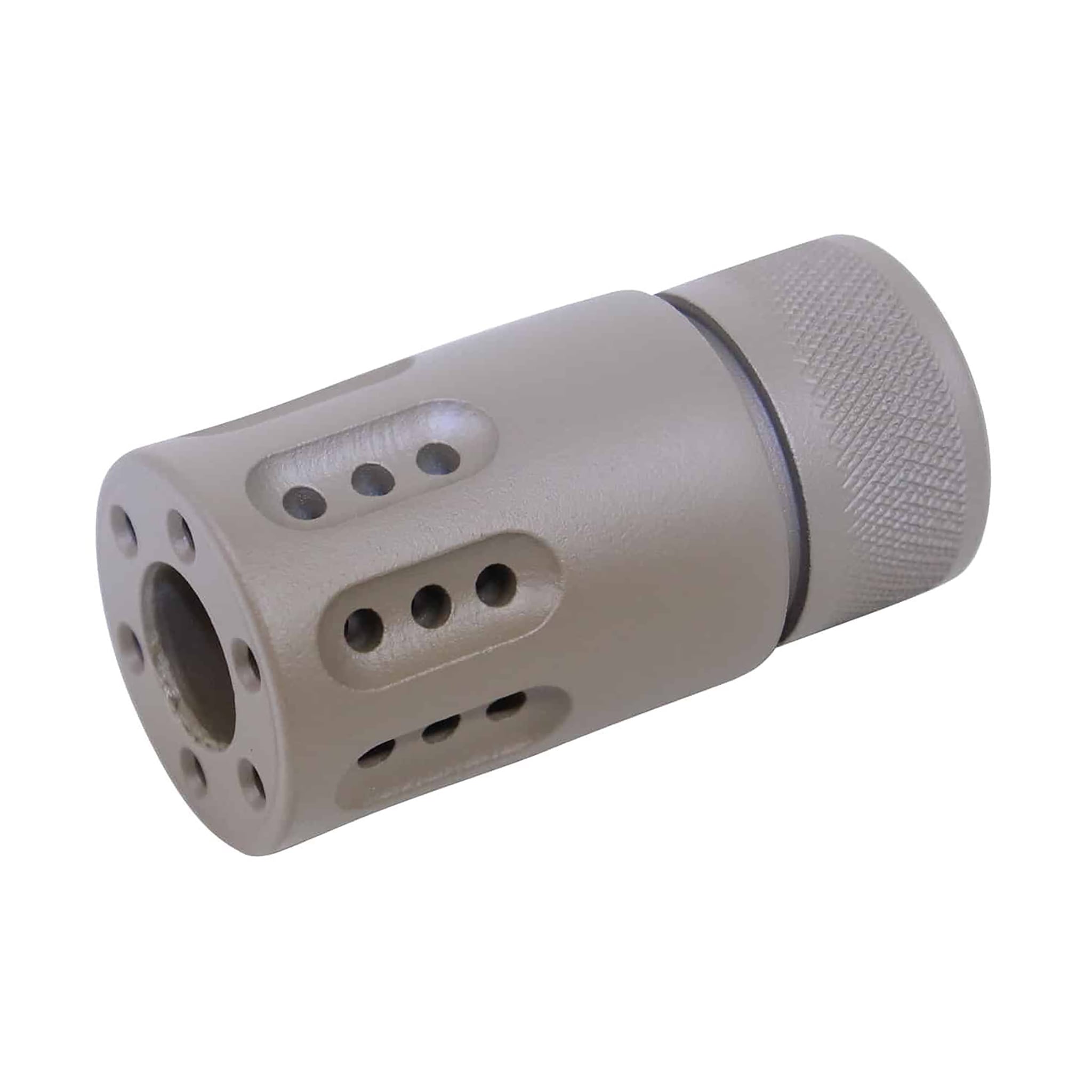 ar-15-fde-mini-barrel-shroud-muzzle-brake AR-15 Mini Slip Over Barrel Shroud With Multi Port Muzzle Brake (Flat Dark Earth) - Image 1