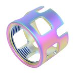 AR-15 extreme duty wide castle nut with iridescent finish for buffer tube attachment.