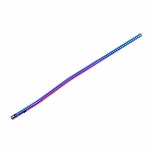 AR-15 pistol length gas tube with rainbow PVD coating.