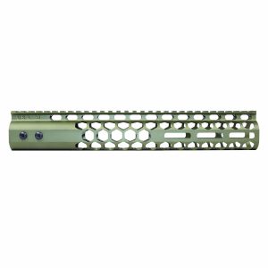 Guntec USA 12-inch Olive Green Honeycomb M-LOK Handguard with Top Rail.