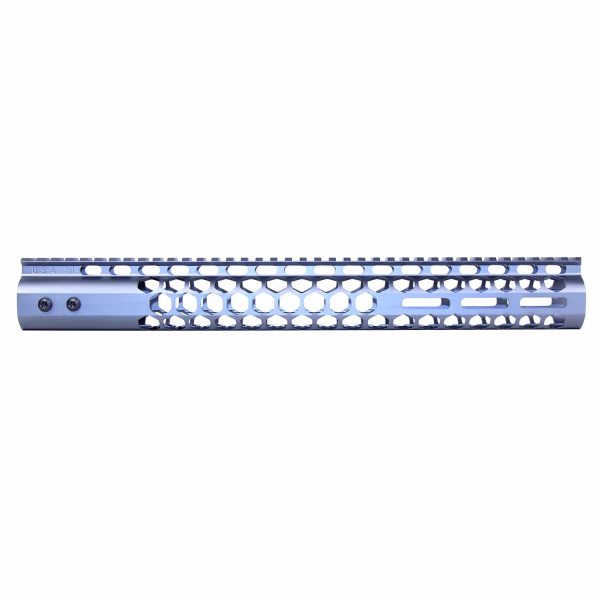 15 Guntec USA Honeycomb M-LOK Handguard with Top Rail in Anodized Grey.