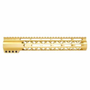 12" AIR-LOK Series M-LOK Compression Free Floating Handguard With Monolithic Top Rail (Anodized Gold)