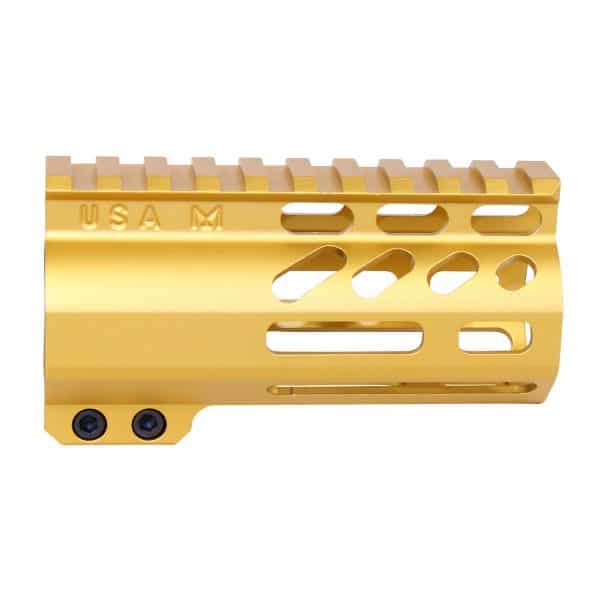 4" AIR-LOK Series M-LOK Compression Free Floating Handguard With Monolithic Top Rail (Anodized Gold)