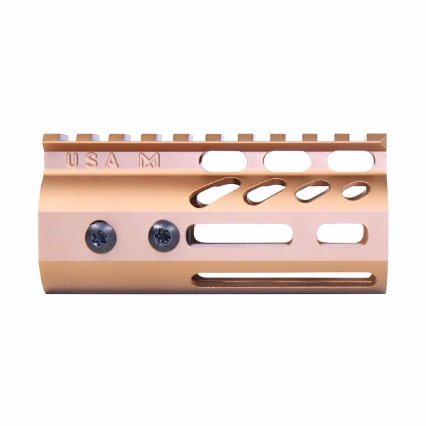 4" Ultra Lightweight Thin M-LOK Free Floating Handguard With Monolithic Top Rail (Anodized Bronze)