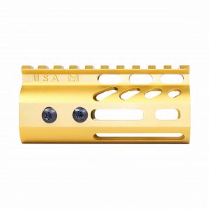 4" Ultra Lightweight Thin M-LOK Free Floating Handguard With Monolithic Top Rail (Anodized Gold)
