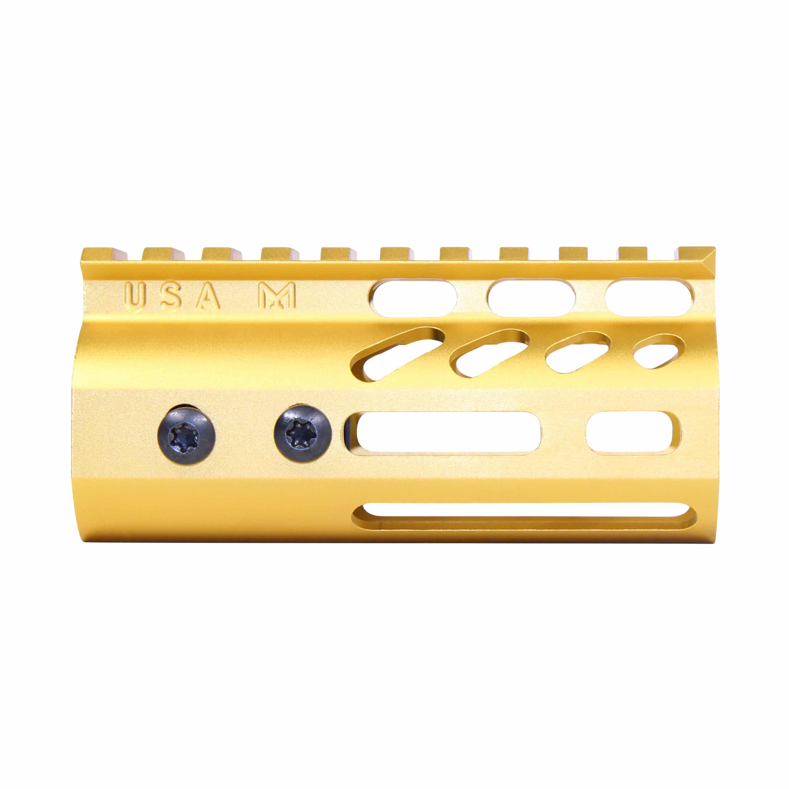 4" Ultra Lightweight Thin M-LOK Free Floating Handguard With Monolithic Top Rail (Anodized Gold)