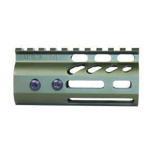 4" Ultra Lightweight Thin M-LOK Free Floating Handguard With Monolithic Top Rail (Anodized Green)
