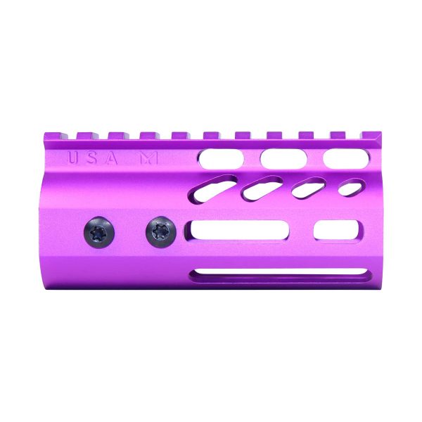 4" Ultra Lightweight Thin M-LOK Free Floating Handguard With Monolithic Top Rail (Anodized Purple)
