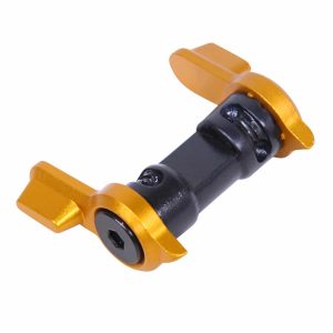 AR-15 short throw ambidextrous safety lever in anodized orange.