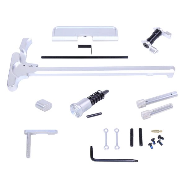 AR .308 Caliber Accent Kit components on white background, featuring metallic rods, screws, and handles.