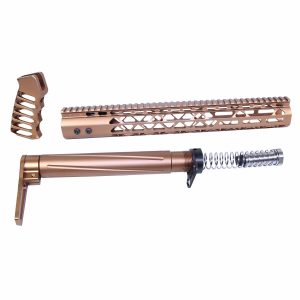 AR .308 AIR Lite rifle parts kit in anodized bronze, featuring handguard, grip, and buffer tube.