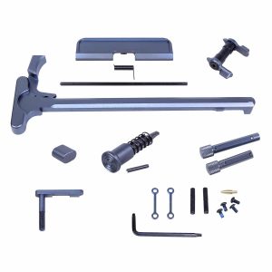 AR .308 rifle accent kit components in anodized grey on white background.