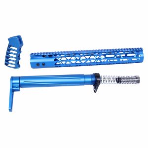 AR .308 AIR Lite Series furniture set in anodized blue, featuring ergonomic grip and lightweight handguard.