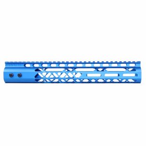 Blue 12-inch Guntec USA Air Lite M-LOK Handguard with Monolithic Rail.