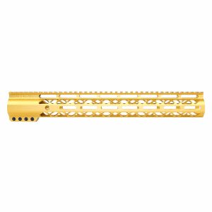 Gold 15-inch Guntec USA M-LOK Free Floating Handguard with Top Rail.