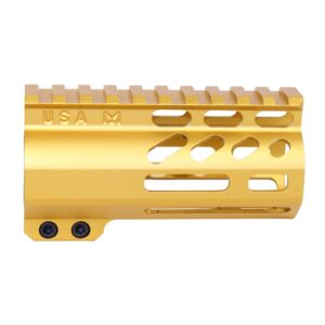 Guntec USA gold 4-inch M-LOK handguard with monolithic top rail.