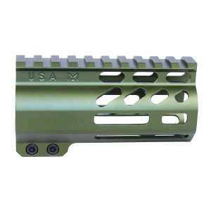 Guntec USA green 4 M-LOK handguard with monolithic top rail.