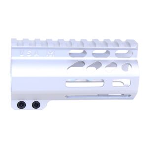 Guntec USA 4-inch silver anodized M-LOK free-floating handguard with top rail.