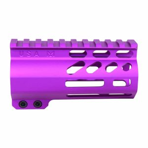 Guntec USA purple 4-inch M-LOK handguard with monolithic top rail.