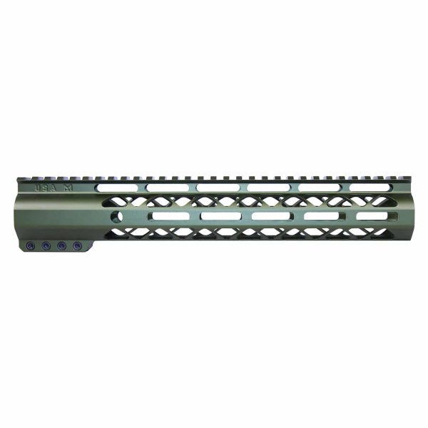 10" AIR-LOK Series M-LOK Compression Free Floating Handguard With Monolithic Top Rail (Anodized Green)