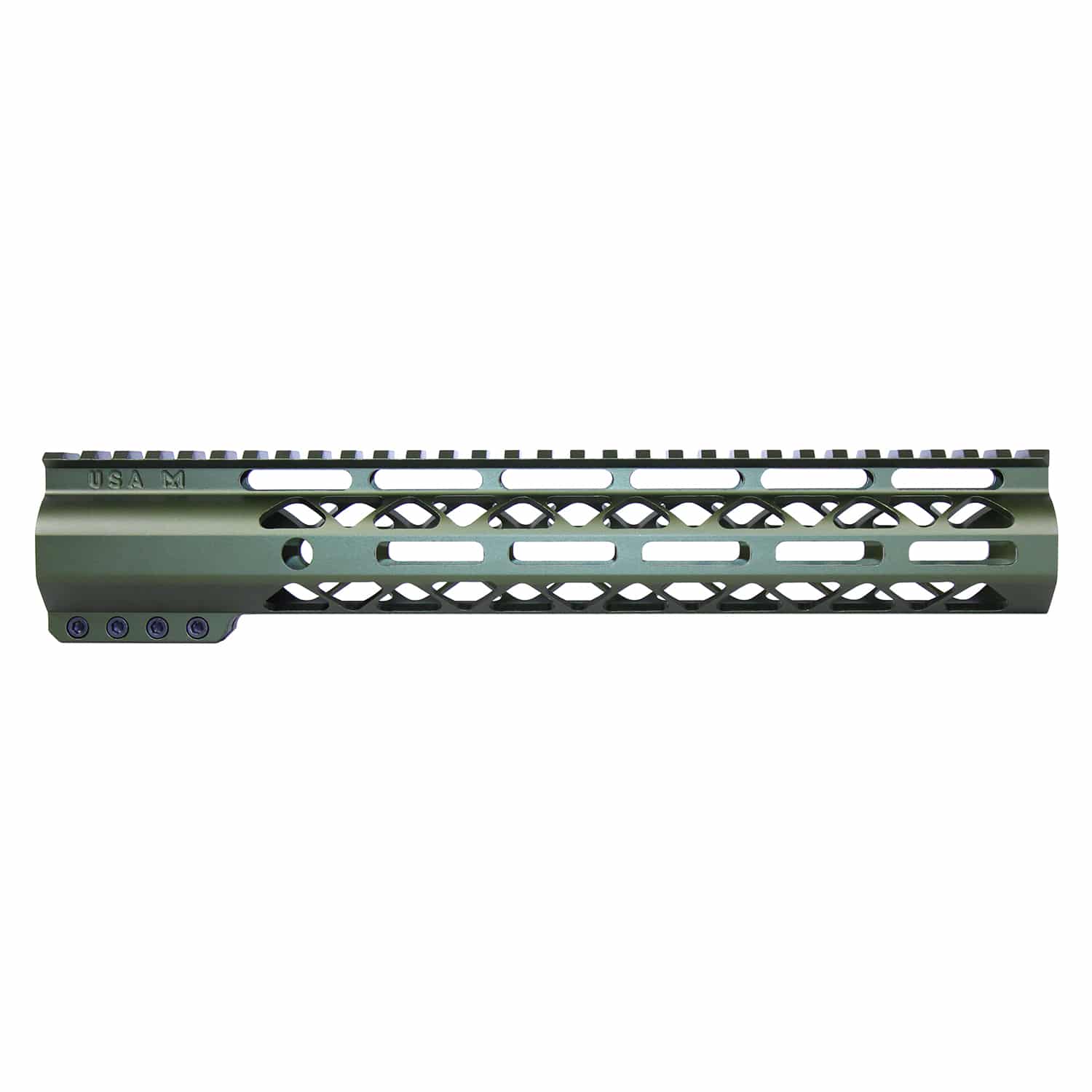 12" AIR-LOK Series M-LOK Compression Free Floating Handguard With Monolithic Top Rail (Anodized Green)