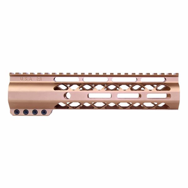 9" AIR-LOK Series M-LOK Compression Free Floating Handguard With Monolithic Top Rail (Anodized Bronze)