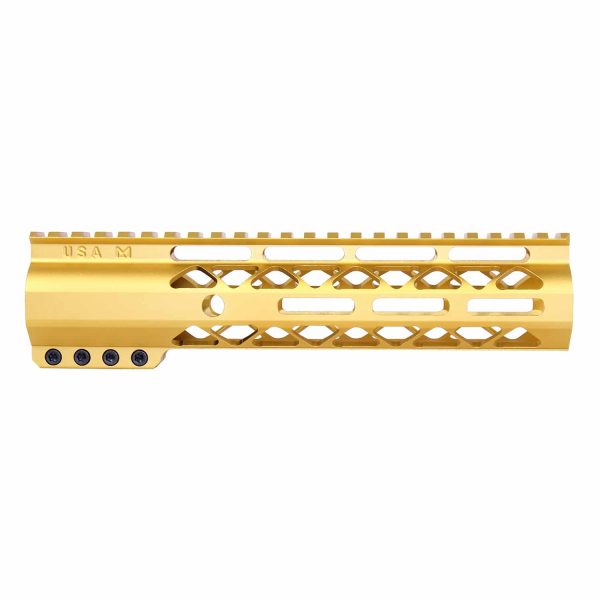 9" AIR-LOK Series M-LOK Compression Free Floating Handguard With Monolithic Top Rail (Anodized Gold)