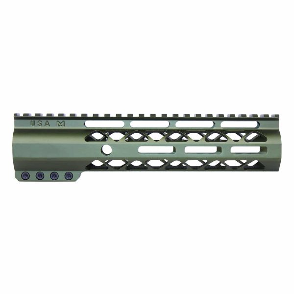 9" AIR-LOK Series M-LOK Compression Free Floating Handguard With Monolithic Top Rail (Anodized Green)