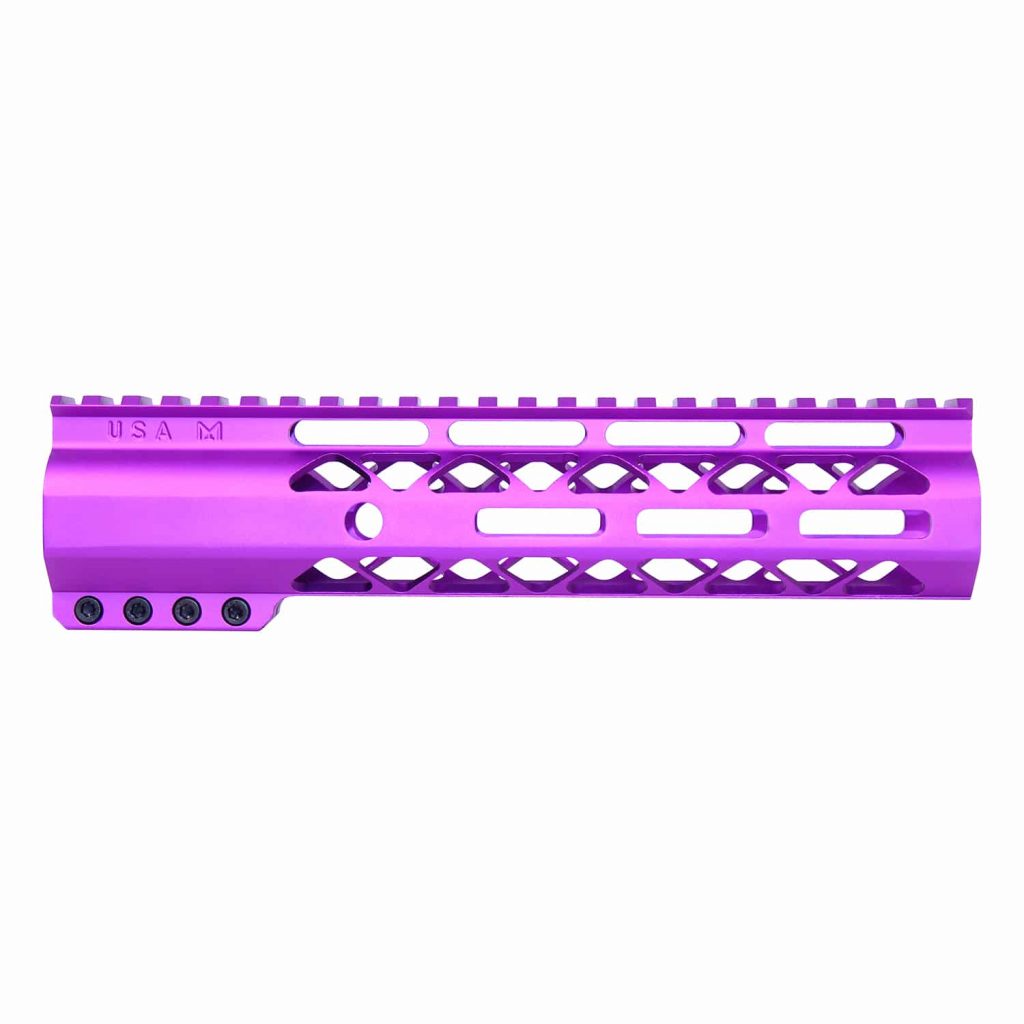 9" AIR-LOK Series M-LOK Compression Free Floating Handguard With Monolithic Top Rail (Anodized Purple)