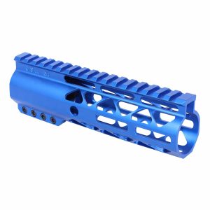 Guntec USA 7 blue anodized M-LOK handguard with full-length Picatinny rail.