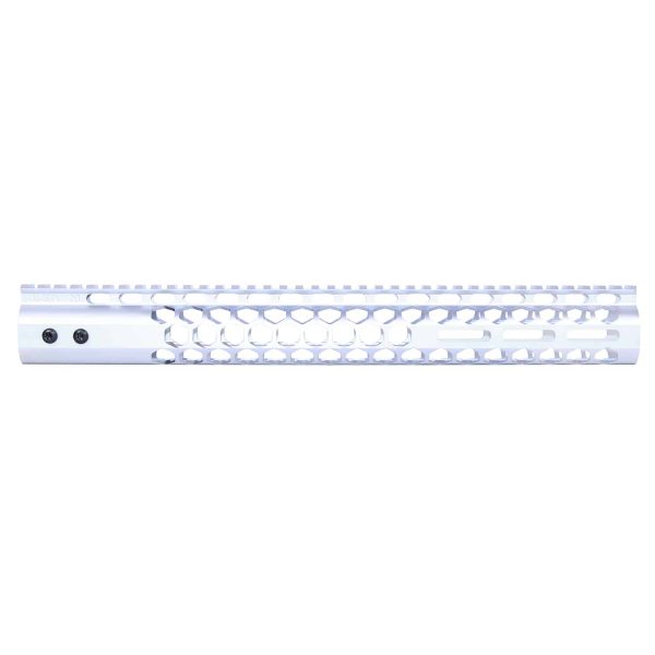 Guntec USA 15-inch Honeycomb M-LOK Handguard with Top Rail, Anodized Clear.