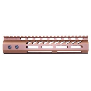 Bronze 9-inch Guntec USA M-LOK handguard with top Picatinny rail.