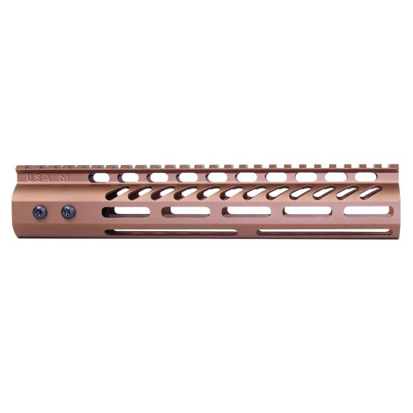 10" Ultra Lightweight Thin M-LOK System Free Floating Handguard With Monolithic Top Rail (Anodized Bronze)