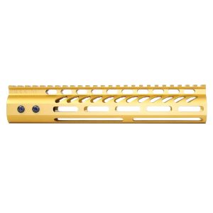 10" Ultra Lightweight Thin M-LOK System Free Floating Handguard With Monolithic Top Rail (Anodized Gold)