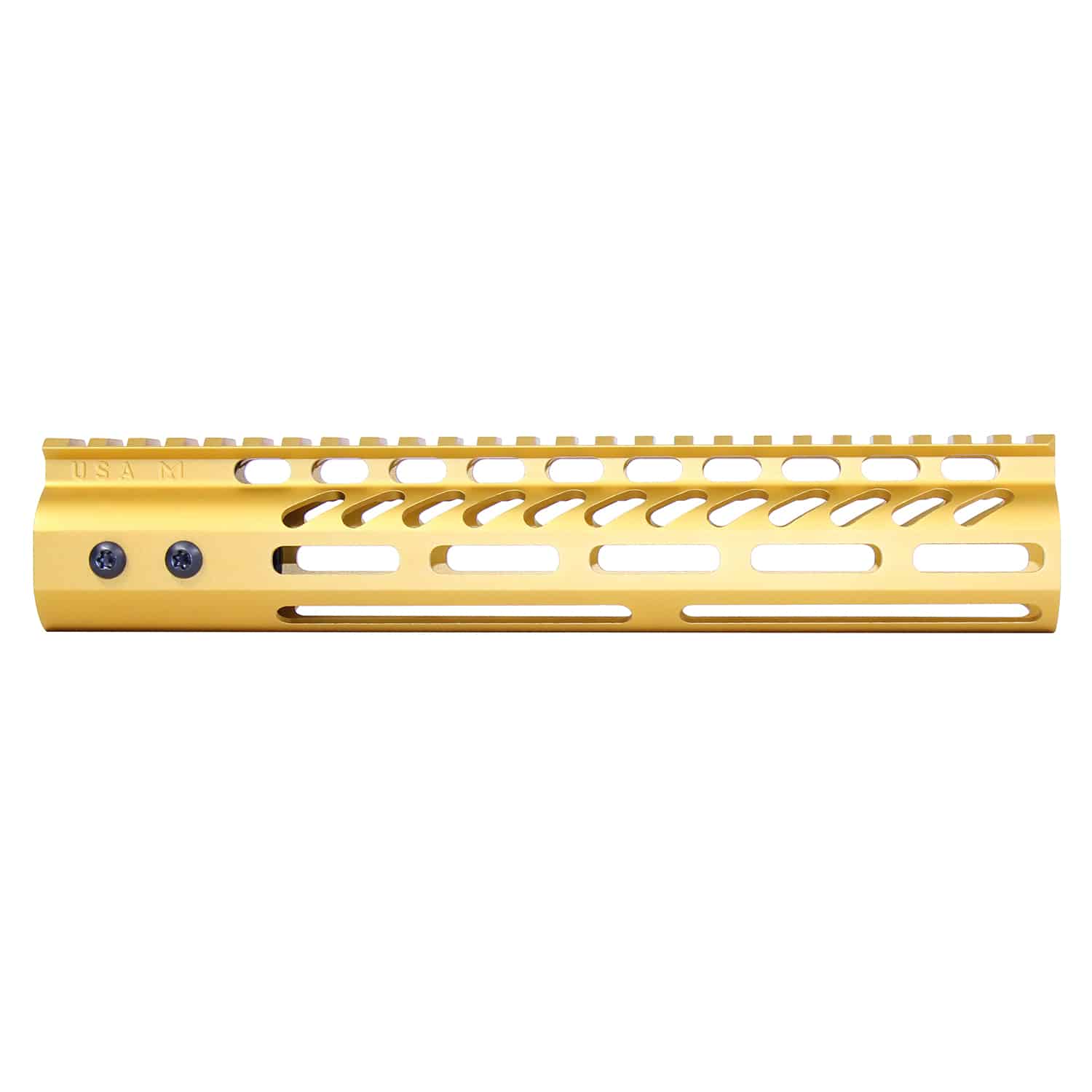 10" Ultra Lightweight Thin M-LOK System Free Floating Handguard With Monolithic Top Rail (Anodized Gold)