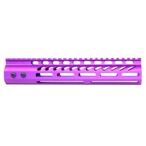 10" Ultra Lightweight Thin M-LOK System Free Floating Handguard With Monolithic Top Rail (Anodized Purple)