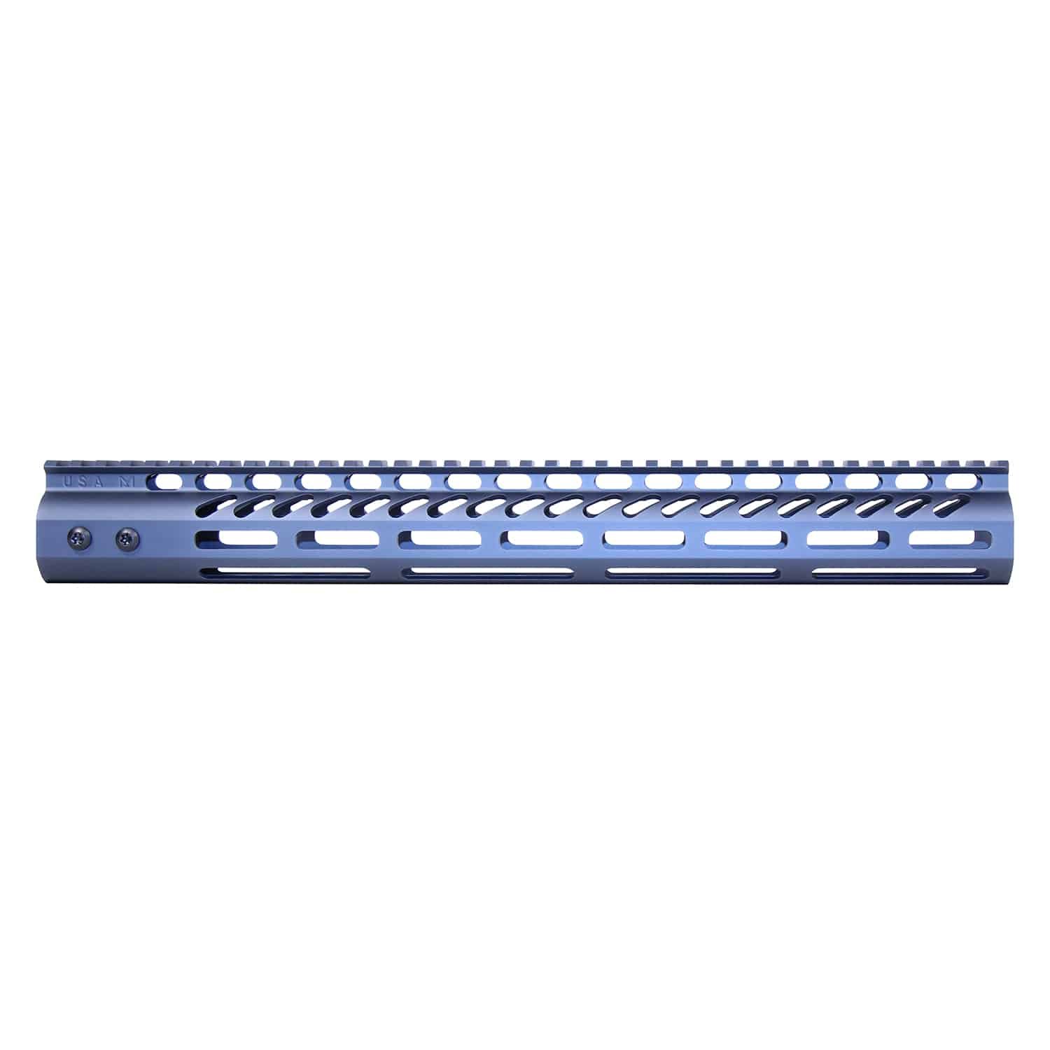 15" Ultra Lightweight Thin M-LOK System Free Floating Handguard With Monolithic Top Rail (Anodized Grey)
