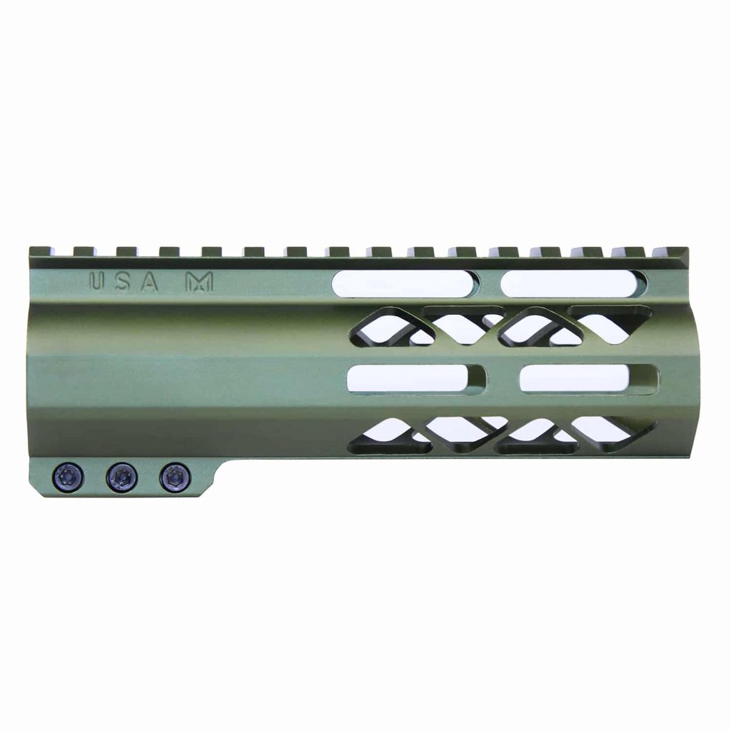 6" AIR-LOK Series M-LOK Compression Free Floating Handguard With Monolithic Top Rail (Anodized Green)